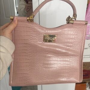 Bebe Blush Croc-Embossed Satchel